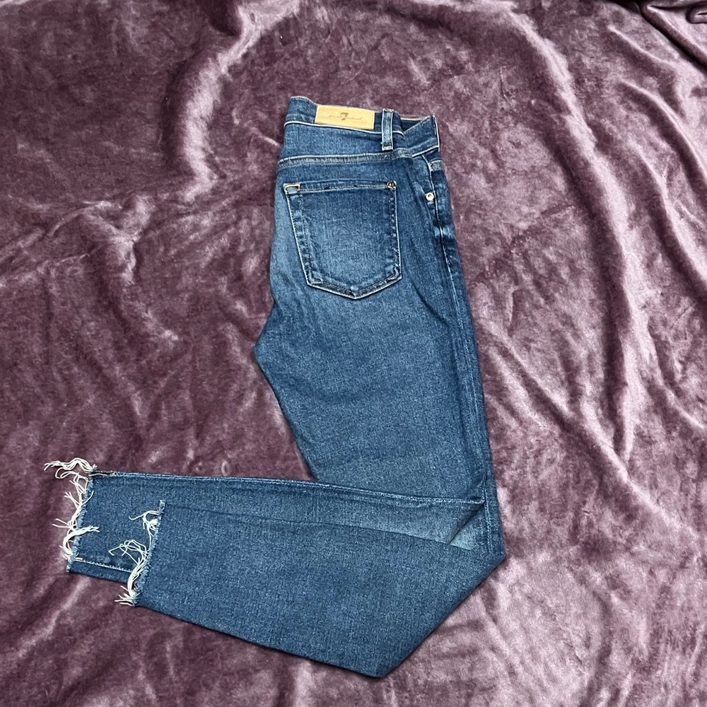 7 For All Mankind Dark Blue Ankle Jeans